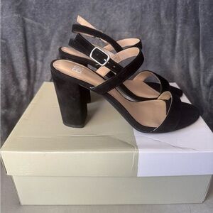 BP Black Suede Block Heel Sandals – Women’s 6.5 (Fits Like 6)